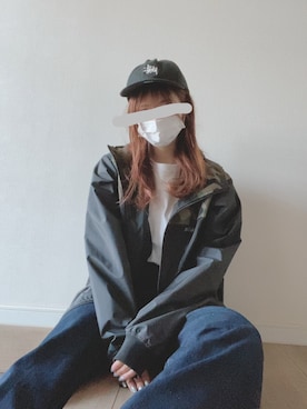 「STUSSY（ステューシー）のアイテム（ナイロンジャケット）」を使った、Mさん（レディース・157cm）の冬コーディネート