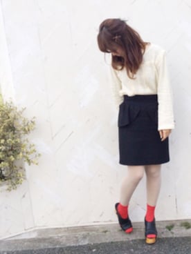 「タイツ×靴下」｜「アイテム（その他）」を使った、な͜͡お͜͡な͜͡さん（レディース・155cm）の春コーディネート