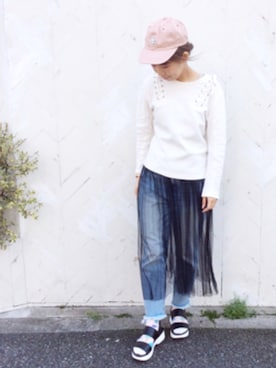「アイスクリーム」｜「アイテム（その他）」を使った、な͜͡お͜͡な͜͡さん（レディース・155cm）の春コーディネート
