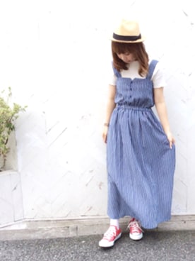 「アイテム（ピアス（片耳用）、ホワイト系）」を使った、な͜͡お͜͡な͜͡さん（レディース・155cm）の夏コーディネート
