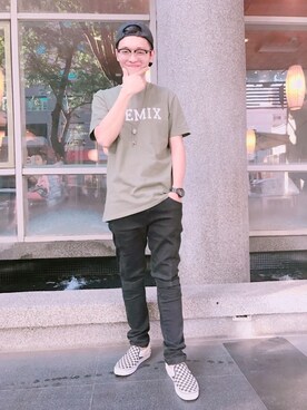 「REMIX（リミックス）のアイテム（帽子）」を使った、00さん（メンズ・176cm）の冬コーディネート