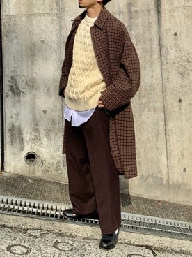 「yoke」｜「アイテム（ステンカラーコート）」を使った、KENさん（メンズ・176cm）の冬コーディネート