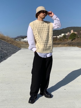 「KIJIMA TAKAYUKI」｜「アイテム（モカシン/デッキシューズ）」を使った、KENさん（メンズ・176cm）の春コーディネート