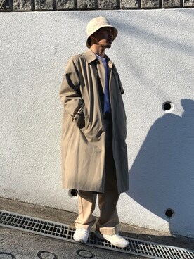 「KIJIMA TAKAYUKI」｜「アイテム（ステンカラーコート）」を使った、KENさん（メンズ・176cm）の春コーディネート