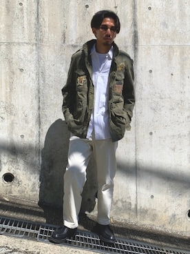 「Polo Ralph Lauren」｜「アイテム（ミリタリージャケット）」を使った、KENさん（メンズ・176cm）の春コーディネート