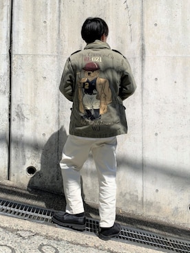 「Polo Ralph Lauren」｜「アイテム（ミリタリージャケット）」を使った、KENさん（メンズ・176cm）の春コーディネート