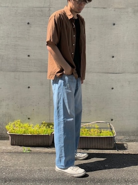 「woadblue（ウォードブルー）のアイテム（パンツ）」を使った、KENさん（メンズ・176cm）の春コーディネート