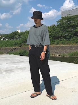 「yoko sakamoto（ヨーコサカモト）のアイテム（トップス）」を使った、KENさん（メンズ・176cm）の夏コーディネート
