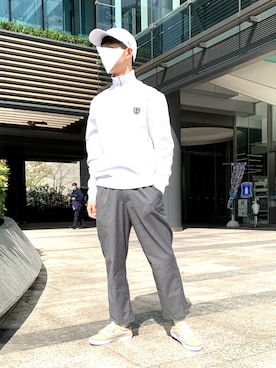 「フレッドペリー」｜「アイテム（スウェット）」を使った、珍さん(相互◎)さん（メンズ・173cm）の春コーディネート