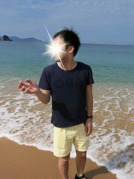 「A.P.C.（アーペーセー）のアイテム（Tシャツ/カットソー、ブラック系）」を使った、hijklmnozoさん（メンズ・168cm）の春コーディネート