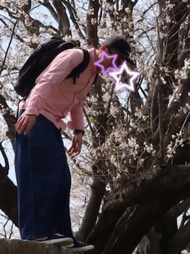 「古着のアイテム（デニムパンツ、ブルー系）」を使った、hijklmnozoさん（メンズ・168cm）の春コーディネート