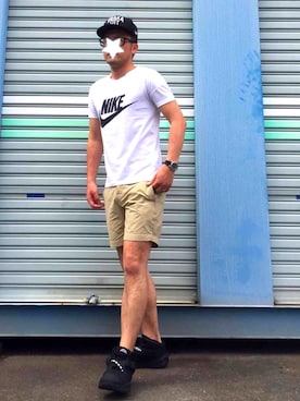 「NIKE（ナイキ）のアイテム（スニーカー、ブラック系）」を使った、hijklmnozoさん（メンズ・168cm）の春コーディネート