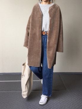 「JOURNAL STANDARD relume（ジャーナルスタンダード　レリューム）のアイテム（ムートンコート）」を使った、Chocorooさん（レディース・156cm）の冬コーディネート