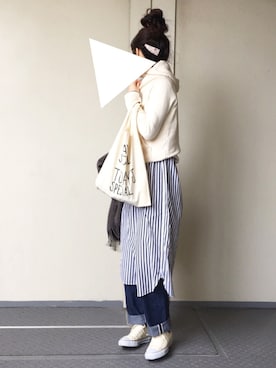 「BEAMS BOY（ビームスボーイ）のアイテム（シャツワンピース）」を使った、Chocorooさん（レディース・156cm）の冬コーディネート
