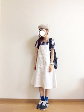 「爽やかコーデ」｜「アイテム（オールインワン・サロペット）」を使った、Chocorooさん（レディース・156cm）の夏コーディネート