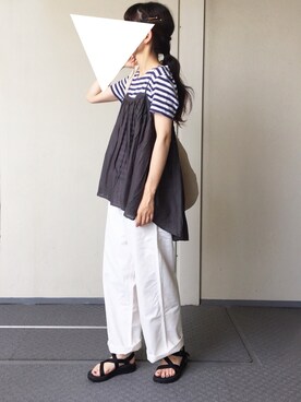 「SMELLY（スメリー）のアイテム（ピアス（両耳用））」を使った、Chocorooさん（レディース・156cm）の夏コーディネート