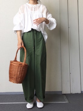 「Repetto（レペット）の【別注】＜repetto＞MANON レザーバレエシューズ ◆（バレエシューズ）」を使った、Chocorooさん（レディース・156cm）の春コーディネート
