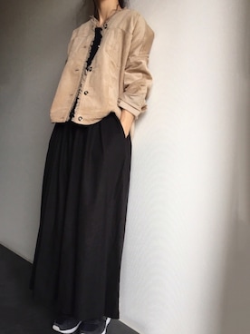 「SENSE OF PLACE by URBAN RESEARCH（センスオブプレイスバイアーバンリサーチ）のアイテム（ノーカラージャケット）」を使った、Chocorooさん（レディース・156cm）の秋コーディネート