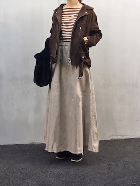 「MODE ROBE（モードローブ）のアイテム（トートバッグ）」を使った、Chocorooさん（レディース・156cm）の秋コーディネート