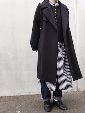 「BEAMS BOY（ビームスボーイ）のアイテム（シャツワンピース）」を使った、Chocorooさん（レディース・156cm）の春コーディネート