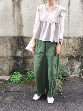 「Repetto（レペット）の【別注】＜repetto＞MANON レザーバレエシューズ ◆（バレエシューズ）」を使った、Chocorooさん（レディース・155cm）の夏コーディネート