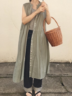 「URBAN RESEARCH Sonny Label（アーバンリサーチサニーレーベル）のノースリーブギャザーワンピース（ワンピース）」を使った、Chocorooさん（レディース・156cm）の夏コーディネート