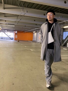 「ニットキャップ」｜「アイテム（ステンカラーコート）」を使った、tk.TAKEO KIKUCHI マルイシティ横浜店さん（メンズ・173cm）の冬コーディネート