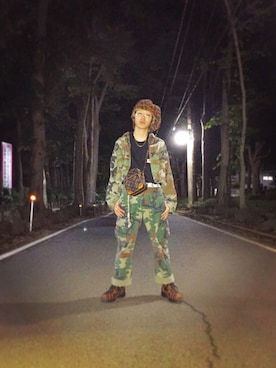 「HEIHEI（ヘイヘイ）のアイテム（ハンチング/ベレー帽）」を使った、Seiya Kawakami.さん（メンズ・177cm）の春コーディネート