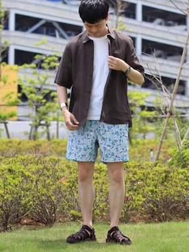 「GLOSTER（グロスター）のアイテム（アクセサリー）」を使った、GLOSTER stylingさん（メンズ・169cm）の夏コーディネート