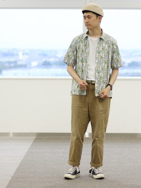 「Steven Alan（スティーブンアラン）のアイテム（チノパンツ）」を使った、GLOSTER stylingさん（メンズ・169cm）の夏コーディネート