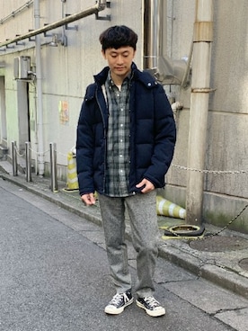 「GLOSTER（グロスター）のアイテム（ダウンジャケット/コート）」を使った、GLOSTER stylingさん（メンズ・169cm）の秋コーディネート