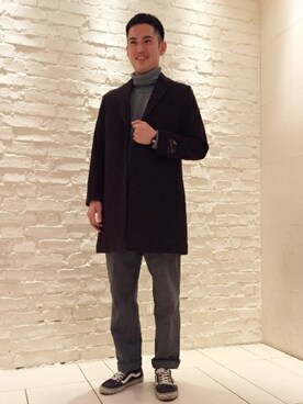 「GLOSTER（グロスター）のアイテム（チェスターコート）」を使った、GLOSTER stylingさん（メンズ・177cm）の秋コーディネート