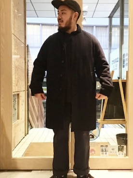 「GLOSTER（グロスター）のアイテム（ステンカラーコート）」を使った、GLOSTER stylingさん（メンズ・170cm）の秋コーディネート