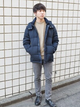 「GLOSTER（グロスター）のアイテム（ダウンジャケット/コート）」を使った、GLOSTER stylingさん（メンズ・170cm）の冬コーディネート
