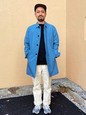 「GLOSTER（グロスター）のアイテム（ステンカラーコート）」を使った、GLOSTER stylingさん（メンズ・173cm）の春コーディネート