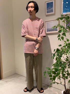 「ORCIVAL（オーシバル）の【ORCIVAL/オーシバル】ハイカウントポケットTEE（＃RC-9166)（Tシャツ/カットソー）」を使った、GLOSTER stylingさん（メンズ・177cm）の春コーディネート