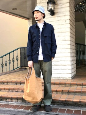 「エコバッグ」｜GLOSTER stylingさん（メンズ・176cm）の冬コーディネート