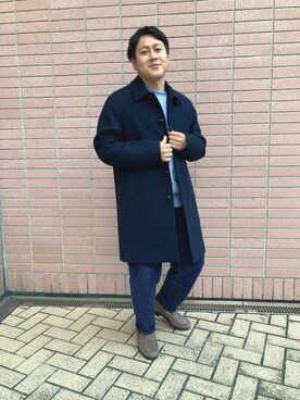 「GLOSTER（グロスター）のアイテム（ステンカラーコート）」を使った、GLOSTER stylingさん（メンズ・168cm）の秋コーディネート