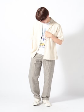 「FRUIT OF THE LOOM（フルーツオブザルーム）のアイテム（トップス）」を使った、GLOSTER stylingさん（メンズ・170cm）の春コーディネート