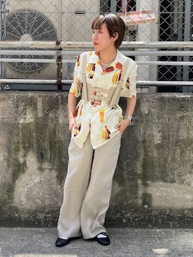 「アロハシャツコーデ」｜GLOSTER stylingさん（レディース・155cm）の夏コーディネート