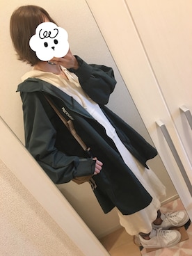 「ワンピース×スニーカー」｜「アイテム（ブルゾン）」を使った、mymuさん（レディース・158cm）の春コーディネート