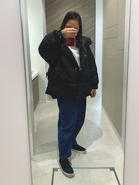 「mysty woman（ミスティウーマン）のアイテム（ダウンジャケット/コート）」を使った、imymyさん（レディース・154cm）の冬コーディネート