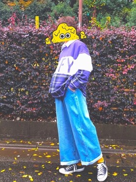 「neos（ネオス）のアイテム（スウェット）」を使った、Ryさん（メンズ・165cm）の秋コーディネート
