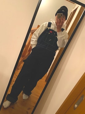 「つなぎ」｜「アイテム（サロペット/オーバーオール）」を使った、Shunさん（メンズ・165cm）の冬コーディネート