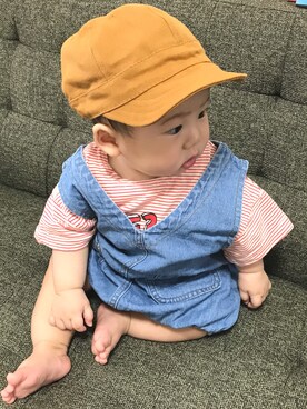 「アイテム（オールインワン・サロペット）」を使った、sakuraさん（キッズ・70cm）の夏コーディネート