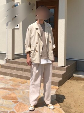 「アイテム（テーラードジャケット、ホワイト系）」を使った、tactさん（メンズ・175cm）の春コーディネート