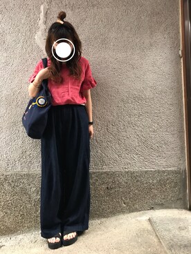 「UBIQ（ユービック）のUBIQ / PLATFORM SANDAL（サンダル）」を使った、もぴこさん（レディース・160cm）の夏コーディネート