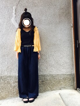 「UBIQ（ユービック）のUBIQ / PLATFORM SANDAL（サンダル）」を使った、もぴこさん（レディース・160cm）の夏コーディネート