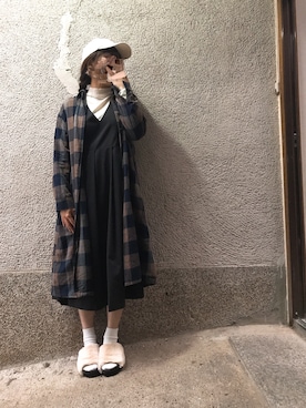 「melple（メイプル）のアイテム（帽子）」を使った、もぴこさん（レディース・160cm）の秋コーディネート