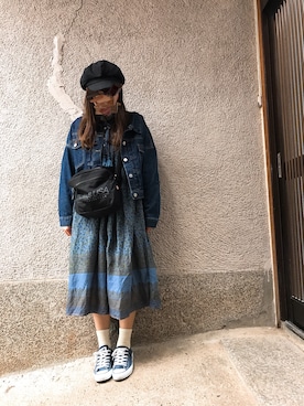 「rps（アールピーエス）のアイテム（デニムジャケット）」を使った、もぴこさん（レディース・160cm）の春コーディネート